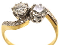 Edwardian 18ct Gold, Platinum & Diamond Crossover Ring