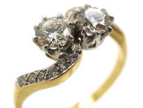 Edwardian 18ct Gold, Platinum & Diamond Crossover Ring