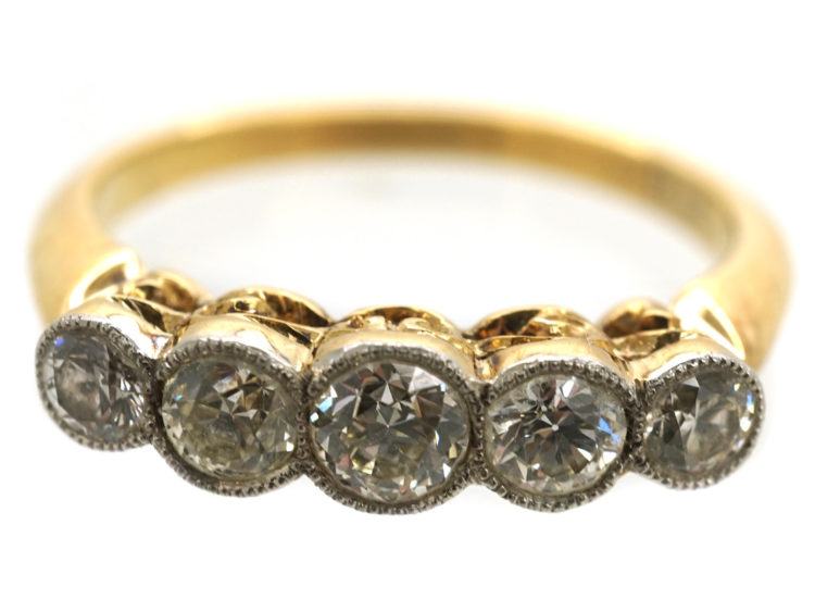 Edwardian 18ct Gold Five Stone Diamond Ring