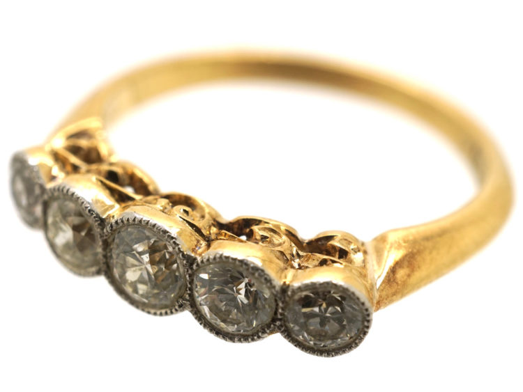 Edwardian 18ct Gold Five Stone Diamond Ring