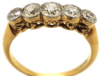 Edwardian 18ct Gold Five Stone Diamond Ring