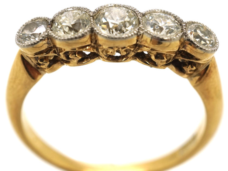 Edwardian 18ct Gold Five Stone Diamond Ring