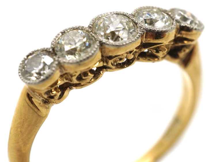 Edwardian 18ct Gold Five Stone Diamond Ring