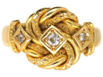 Edwardian 18ct Gold Knot Ring Set With Three Diamonds