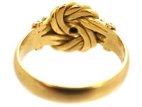 Edwardian 18ct Gold Knot Ring Set With Three Diamonds