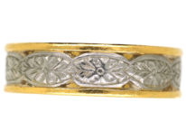 22ct Gold & Platinum Wedding Ring With Flower Motif