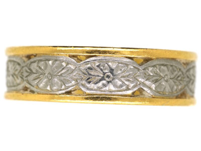 22ct Gold & Platinum Wedding Ring With Flower Motif