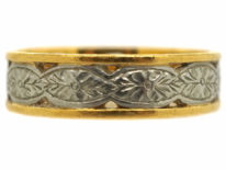 22ct Gold & Platinum Wedding Ring With Flower Motif