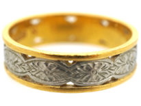 22ct Gold & Platinum Wedding Ring With Flower Motif