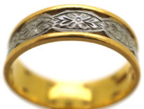 22ct Gold & Platinum Wedding Ring With Flower Motif