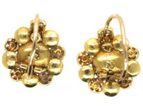 Georgian 18ct Gold, Emerald & Pearl Cluster Earrings