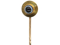 Victorian 18ct Gold, Black Enamel & Banded Onyx Tie Pin