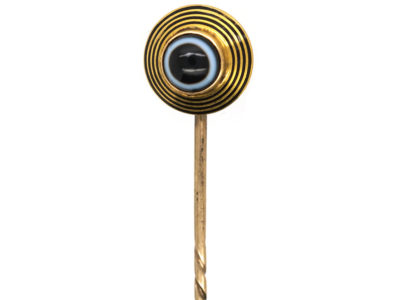 Victorian 18ct Gold, Black Enamel & Banded Onyx Tie Pin