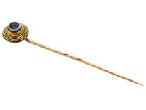 Victorian 18ct Gold, Black Enamel & Banded Onyx Tie Pin