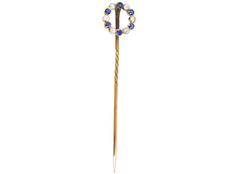 Edwardian Sapphire & Diamond Circular Tie Pin