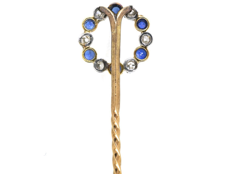 Edwardian Sapphire & Diamond Circular Tie Pin