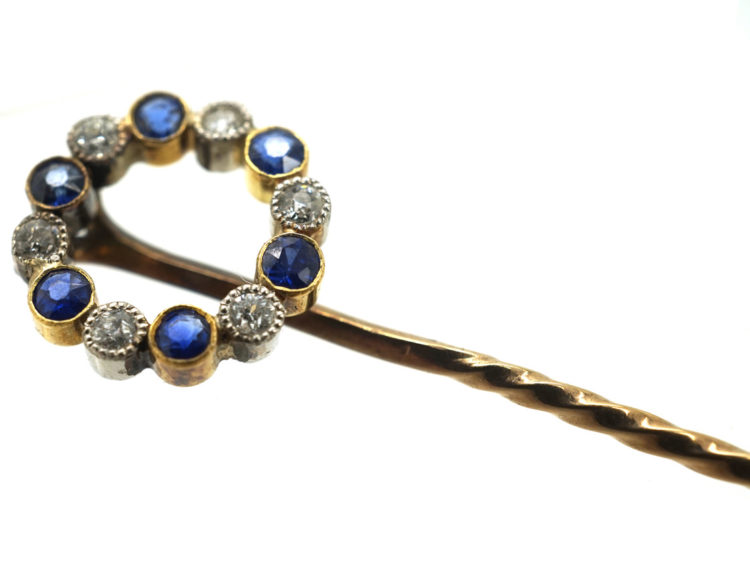 Edwardian Sapphire & Diamond Circular Tie Pin