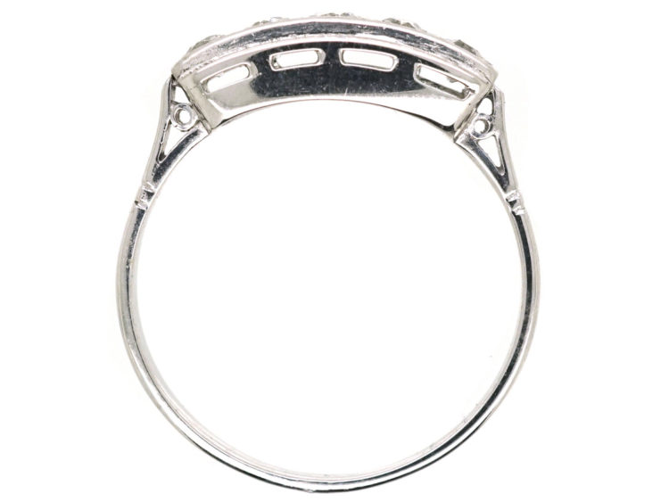 Art Deco 14ct White Gold & Diamond Five Stone Ring