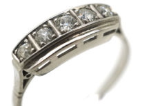 Art Deco 14ct White Gold & Diamond Five Stone Ring