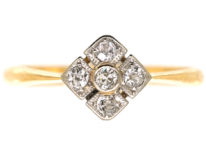 Art Deco 18ct Gold & Platinum, Diamond Shaped, Diamond Set Ring