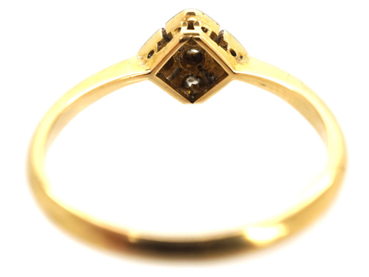 Art Deco 18ct Gold & Platinum, Diamond Shaped, Diamond Set Ring
