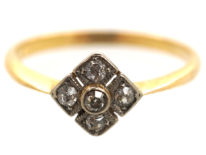 Art Deco 18ct Gold & Platinum, Diamond Shaped, Diamond Set Ring