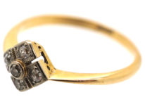 Art Deco 18ct Gold & Platinum, Diamond Shaped, Diamond Set Ring