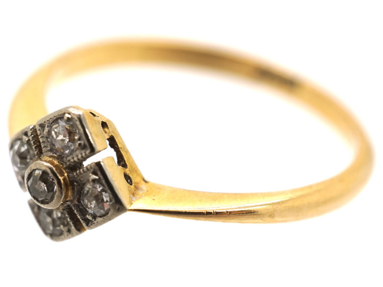 Art Deco 18ct Gold & Platinum, Diamond Shaped, Diamond Set Ring