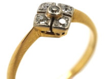Art Deco 18ct Gold & Platinum, Diamond Shaped, Diamond Set Ring