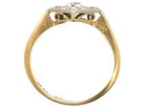 Art Deco 18ct Gold & Platinum, Diamond Shaped Ring Set With Diamonds