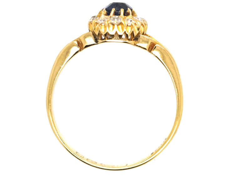 Edwardian 18ct Gold, Sapphire & Diamond Cluster Ring