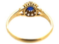 Edwardian 18ct Gold, Sapphire & Diamond Cluster Ring