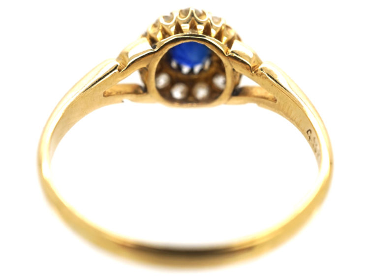 Edwardian 18ct Gold, Sapphire & Diamond Cluster Ring