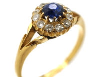 Edwardian 18ct Gold, Sapphire & Diamond Cluster Ring