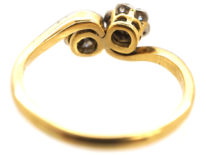 18ct Gold & Platinum Double Cluster Crossover Diamond Ring