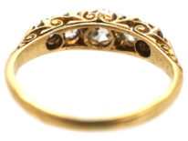 Victorian 18ct Gold Five Stone Diamond Carved Half Hoop Ring