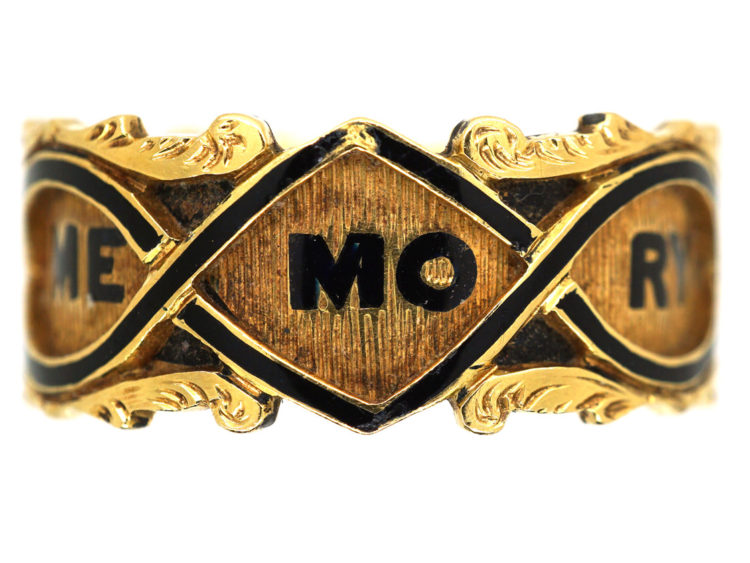 Georgian 18ct Gold & Black Enamel Memorial Ring