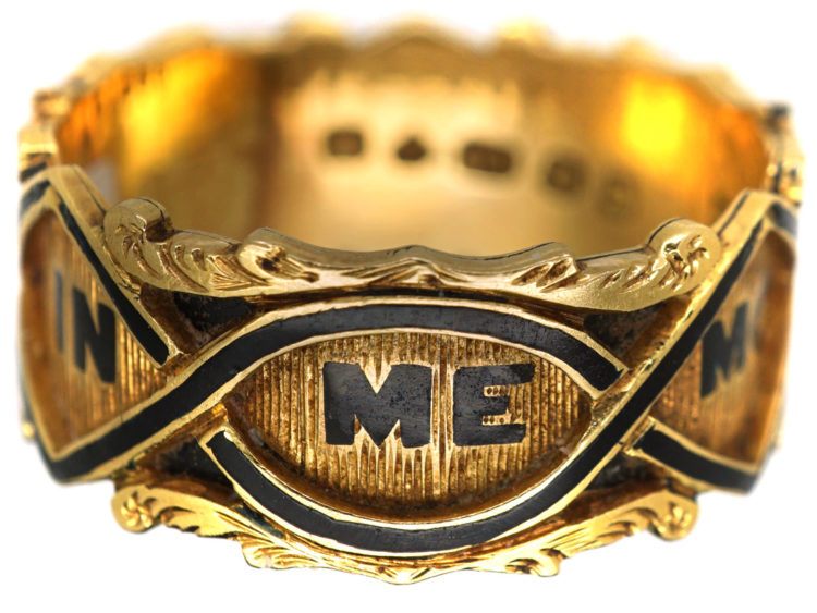 Georgian 18ct Gold & Black Enamel Memorial Ring