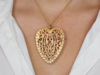 Large Victorian 18ct Gold Heart Shaped Pendant with Pierced Detail