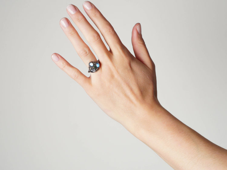 Arts & Crafts Silver & Moonstone Ring Attributed to Henry George Murphy