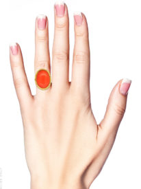 15ct Gold & Cabochon Coral Ring