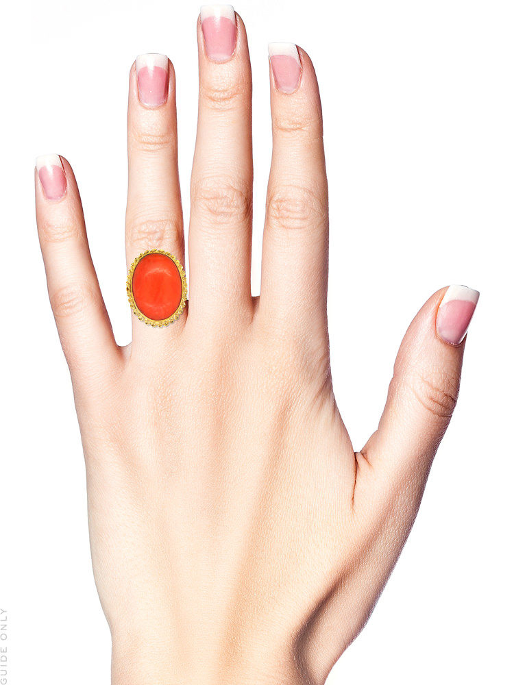 15ct Gold & Cabochon Coral Ring