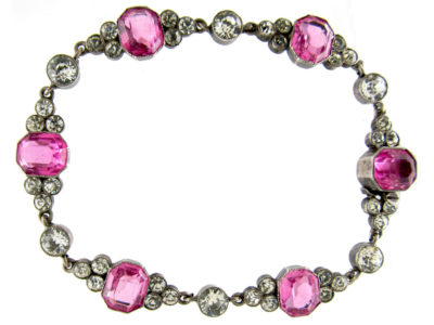 Edwardian Silver Pink & White Paste Bracelet