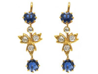 18ct Gold Edwardian Sapphire ​& Diamond Drop Earrings