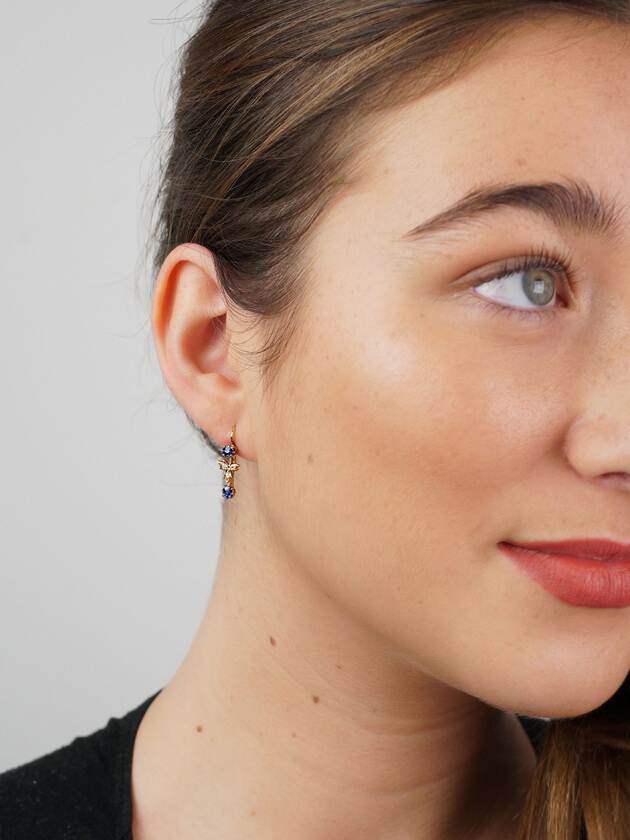 18ct Gold Edwardian Sapphire ​& Diamond Drop Earrings