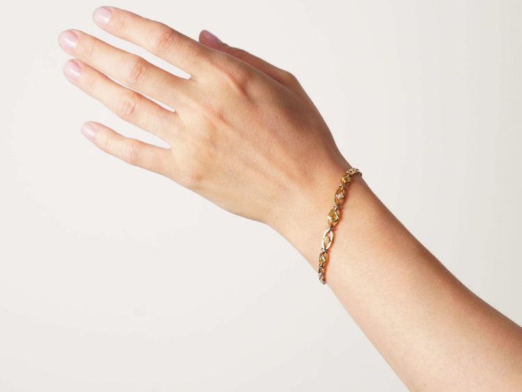 Edwardian Peridot ​& Pearl 15ct Gold Bracelet