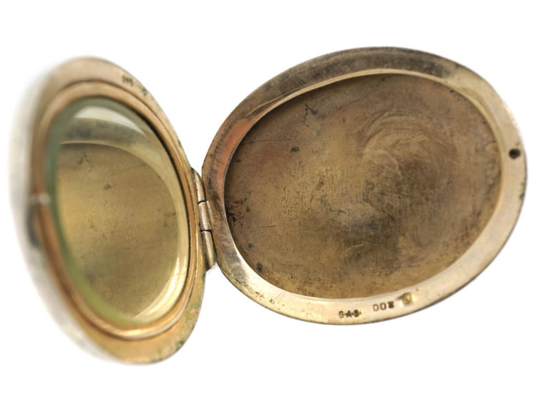 Silver Oval Locket By George Anton Scheidt With Enamelled Pansy Design