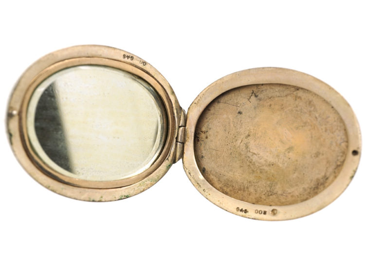 Silver Oval Locket By George Anton Scheidt With Enamelled Pansy Design