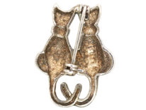 Two Cats Silver & Marcasite Brooch