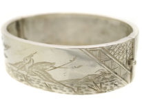 Victorian Silver Bangle With Stork Design